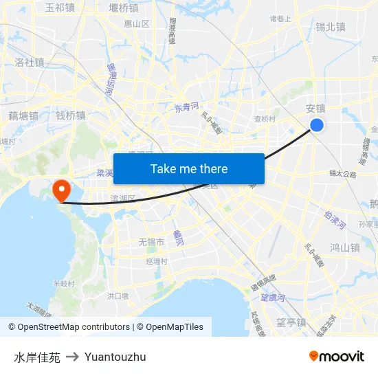 水岸佳苑 to Yuantouzhu map