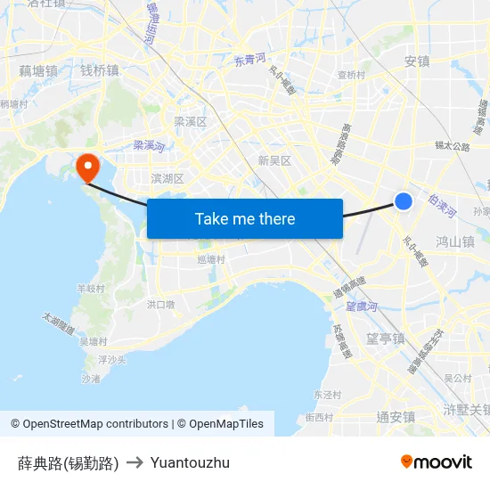 Xuedian Road (Xiqin Road) to Yuantouzhu map