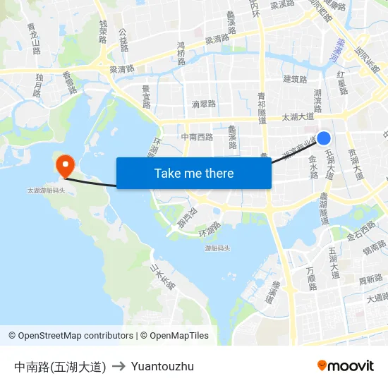中南路(五湖大道) to Yuantouzhu map
