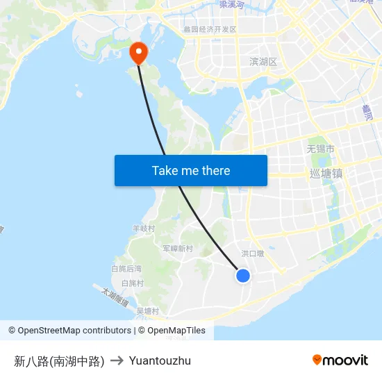 新八路(南湖中路) to Yuantouzhu map