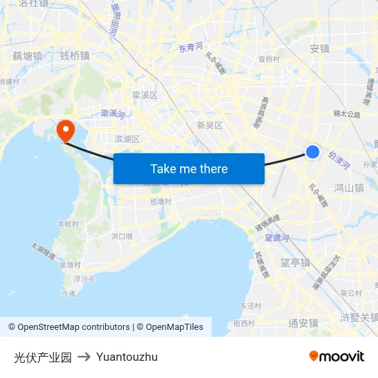 光伏产业园 to Yuantouzhu map