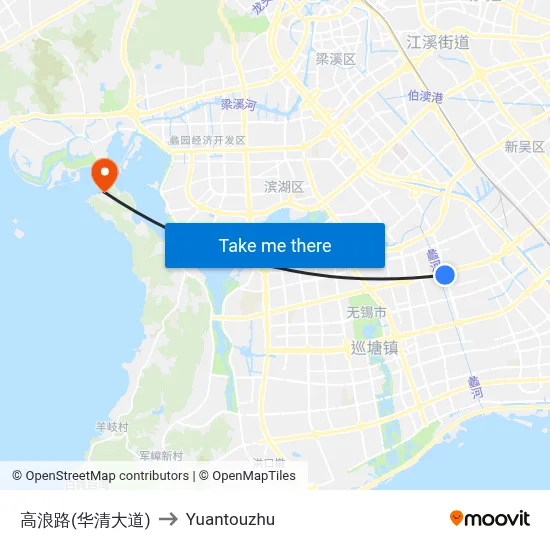 Gaolang Road (Huaqing Avenue) to Yuantouzhu map