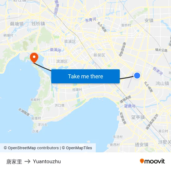 唐家里 to Yuantouzhu map