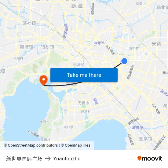 新世界国际广场 to Yuantouzhu map