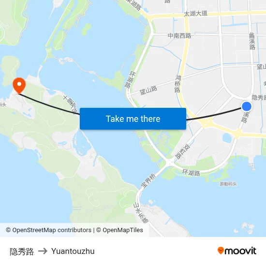 Yinxiu Road to Yuantouzhu map