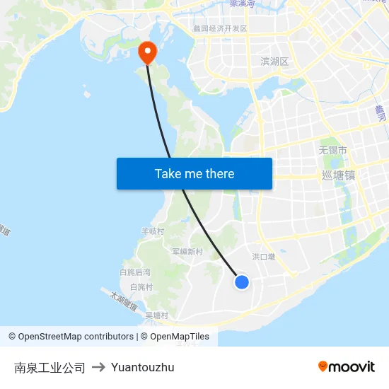 南泉工业公司 to Yuantouzhu map