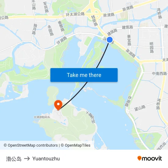 渤公岛 to Yuantouzhu map