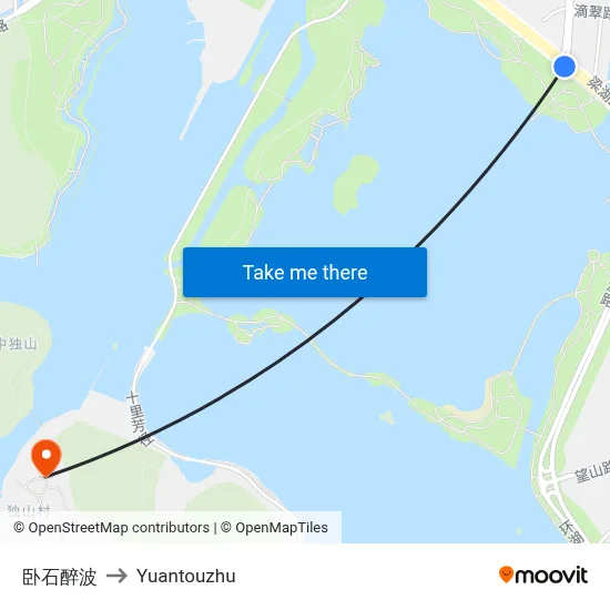 Woshi Zuibo to Yuantouzhu map