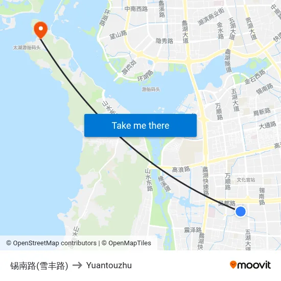 锡南路(雪丰路) to Yuantouzhu map