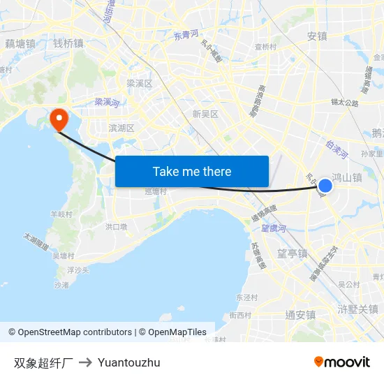 Shuangxiang Microfiber Factory to Yuantouzhu map