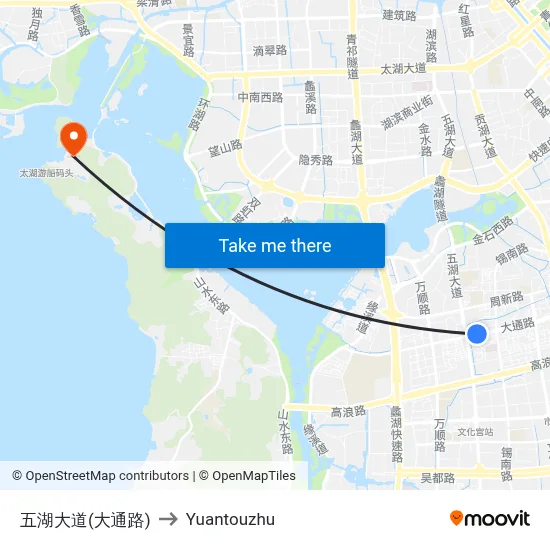 五湖大道(大通路) to Yuantouzhu map