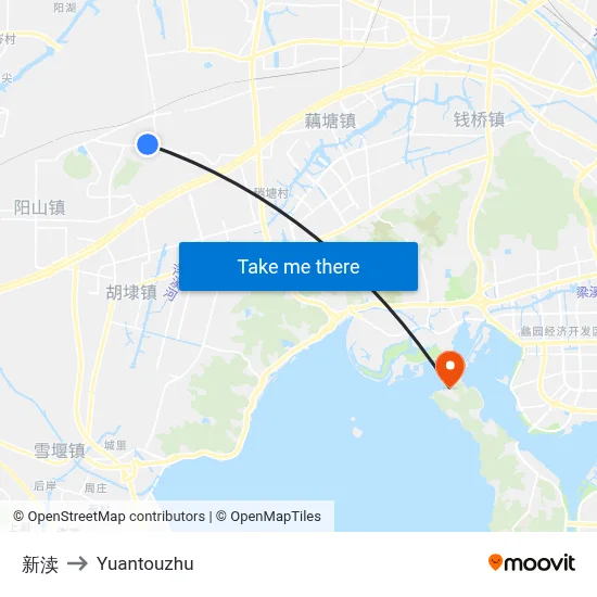 Xindu to Yuantouzhu map