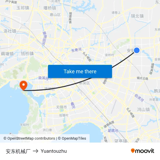 安东机械厂 to Yuantouzhu map