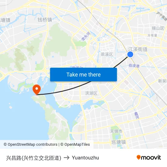 兴昌路(兴竹立交北匝道) to Yuantouzhu map