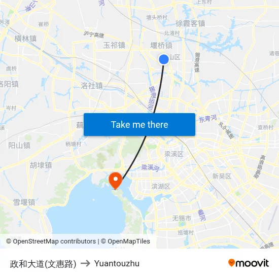 Zhenghe Avenue (Wenhui Road) to Yuantouzhu map