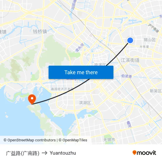 Guangyi Road (Guangnan Road) to Yuantouzhu map