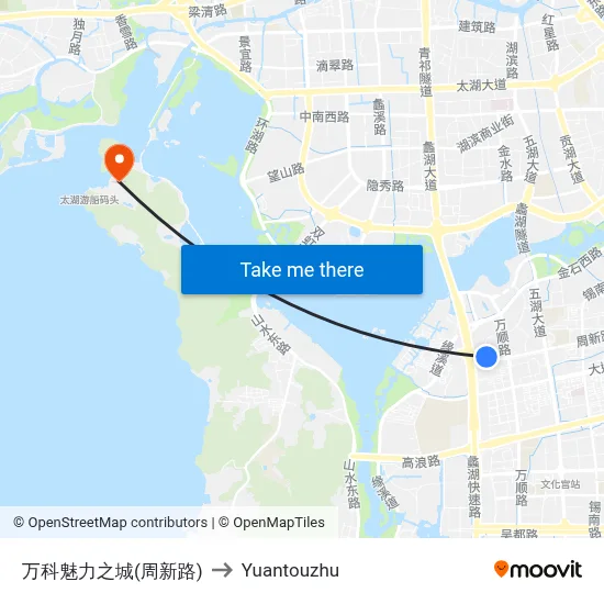 万科魅力之城(周新路) to Yuantouzhu map