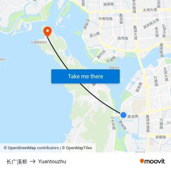 Changguang Xi Bridge to Yuantouzhu map