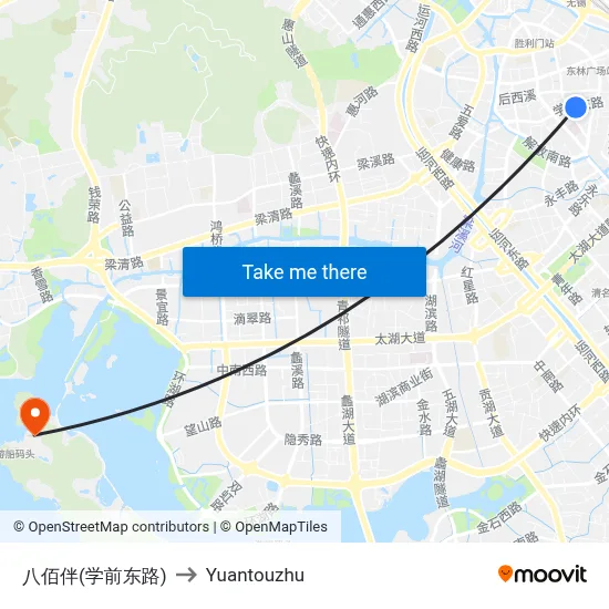 Baibai (Xuequan East Road) to Yuantouzhu map