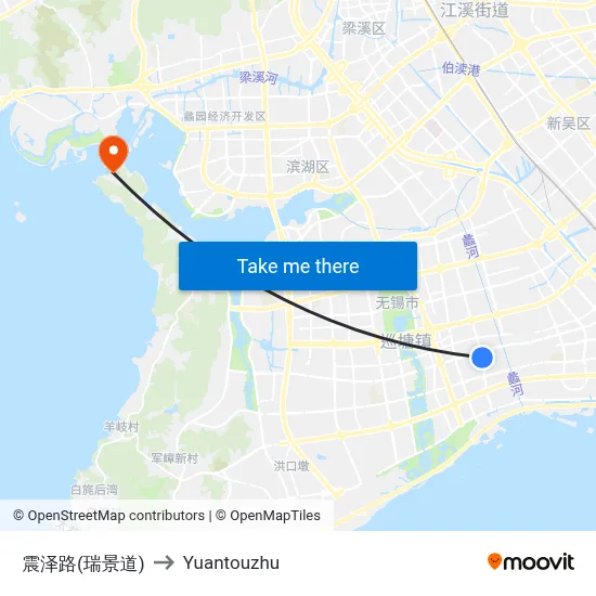 Zhenze Road (Ruijing Road) to Yuantouzhu map