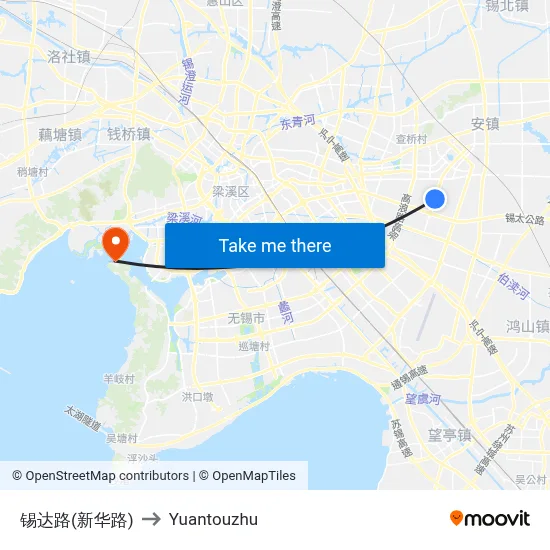 锡达路(新华路) to Yuantouzhu map