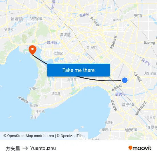 Fangjiali to Yuantouzhu map