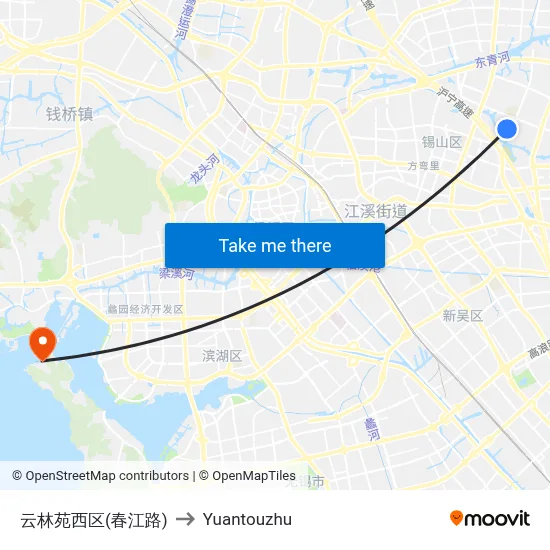 云林苑西区(春江路) to Yuantouzhu map