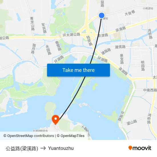 公益路(梁溪路) to Yuantouzhu map