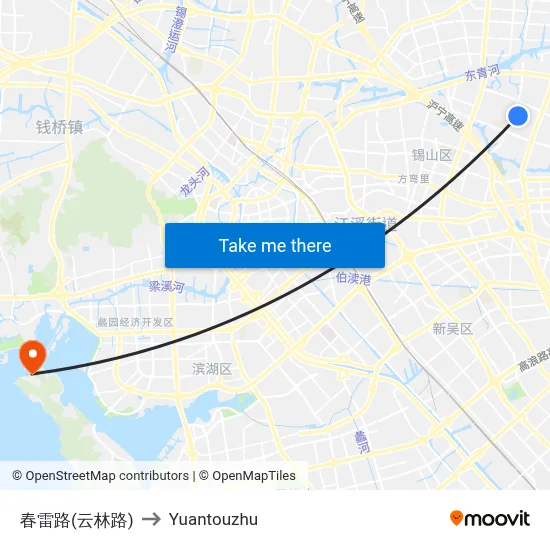 Chunlei Road (Yunlin Road) to Yuantouzhu map