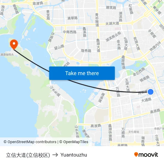 Lixin Avenue (Lixin Campus) to Yuantouzhu map