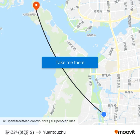 慧泽路(缘溪道) to Yuantouzhu map