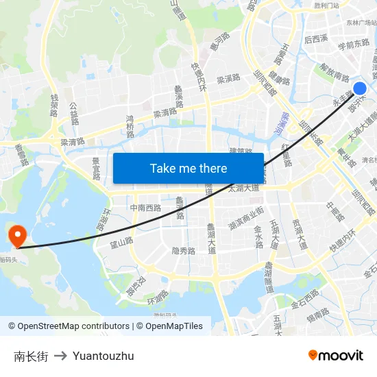 南长街 to Yuantouzhu map