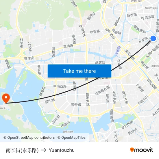Nanchang Street (Yongle Road) to Yuantouzhu map