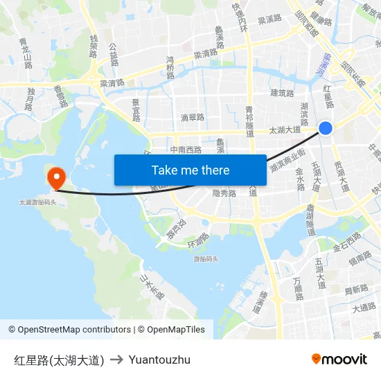 红星路(太湖大道) to Yuantouzhu map