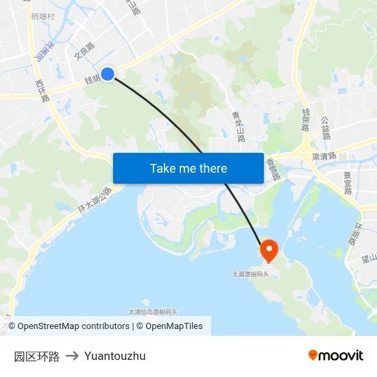 Park Ring Road to Yuantouzhu map