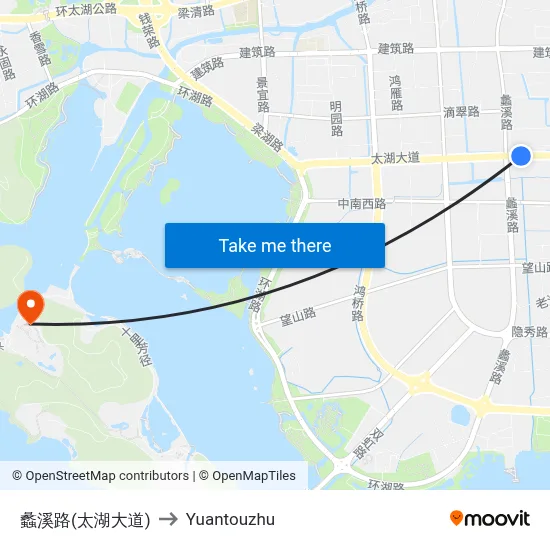 Lixi Road (Taihu Avenue) to Yuantouzhu map