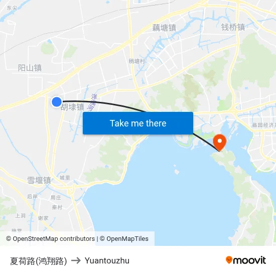 Xiahe Road (Hongxiang Road) to Yuantouzhu map