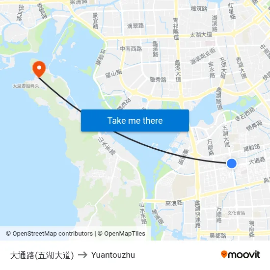 Datong Road (Wuhu Avenue) to Yuantouzhu map