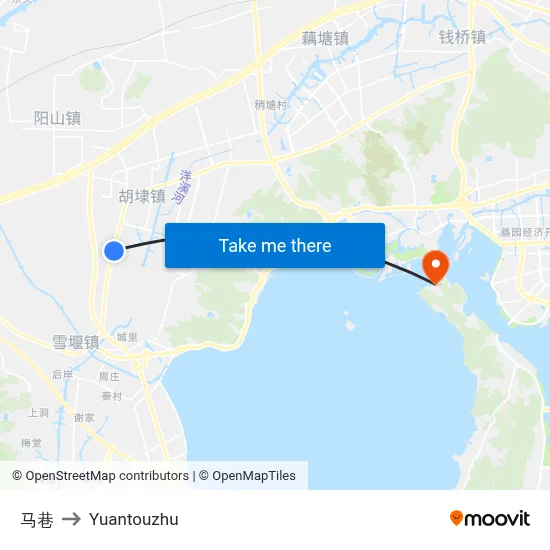 Maxiang to Yuantouzhu map