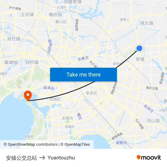 安镇公交总站 to Yuantouzhu map