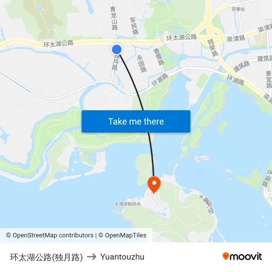环太湖公路(独月路) to Yuantouzhu map
