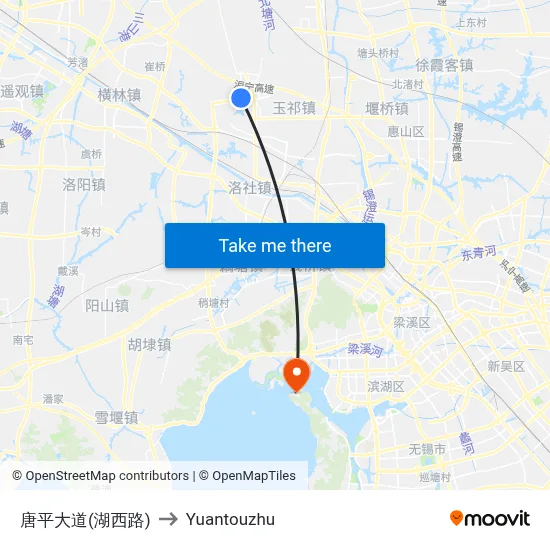 Tangping Avenue (Huxi Road) to Yuantouzhu map