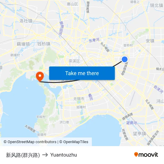 新风路(群兴路) to Yuantouzhu map