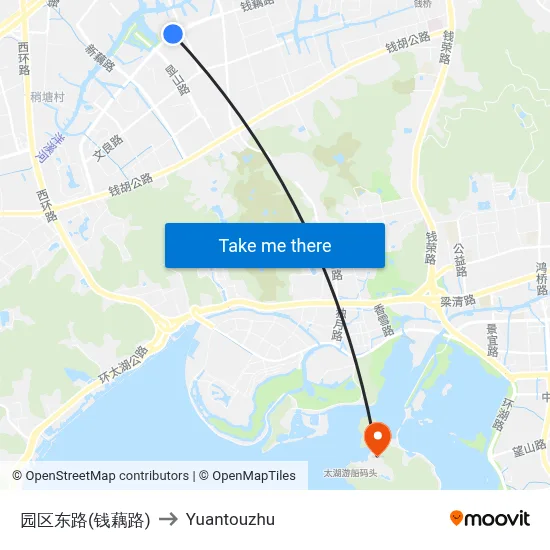 园区东路(钱藕路) to Yuantouzhu map