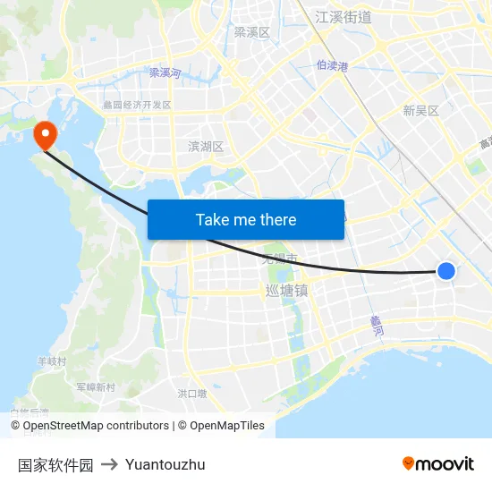 National Software Park to Yuantouzhu map