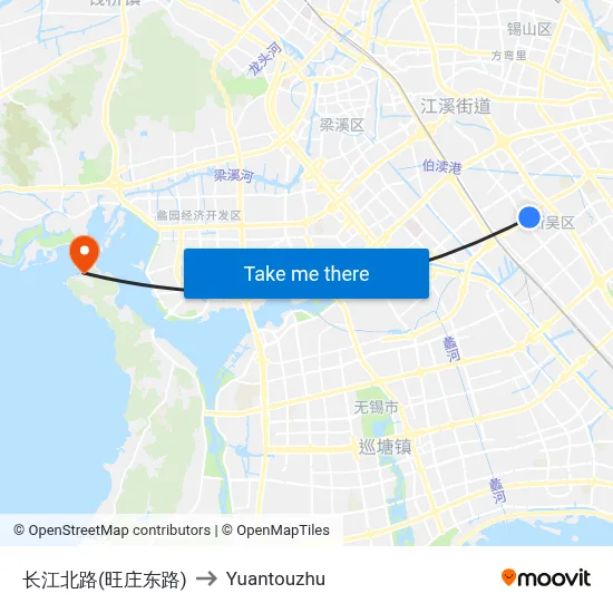 长江北路(旺庄东路) to Yuantouzhu map