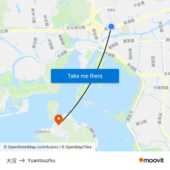 Daren to Yuantouzhu map