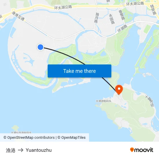 Fishing Port to Yuantouzhu map