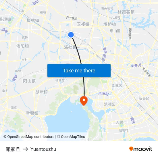 Gu Jiadan to Yuantouzhu map