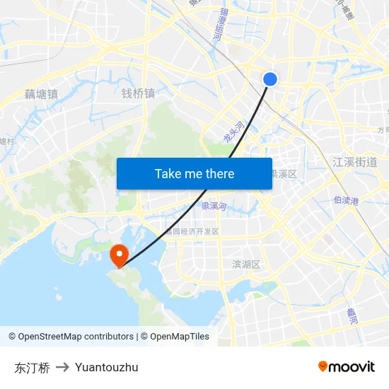 Dongting Bridge to Yuantouzhu map